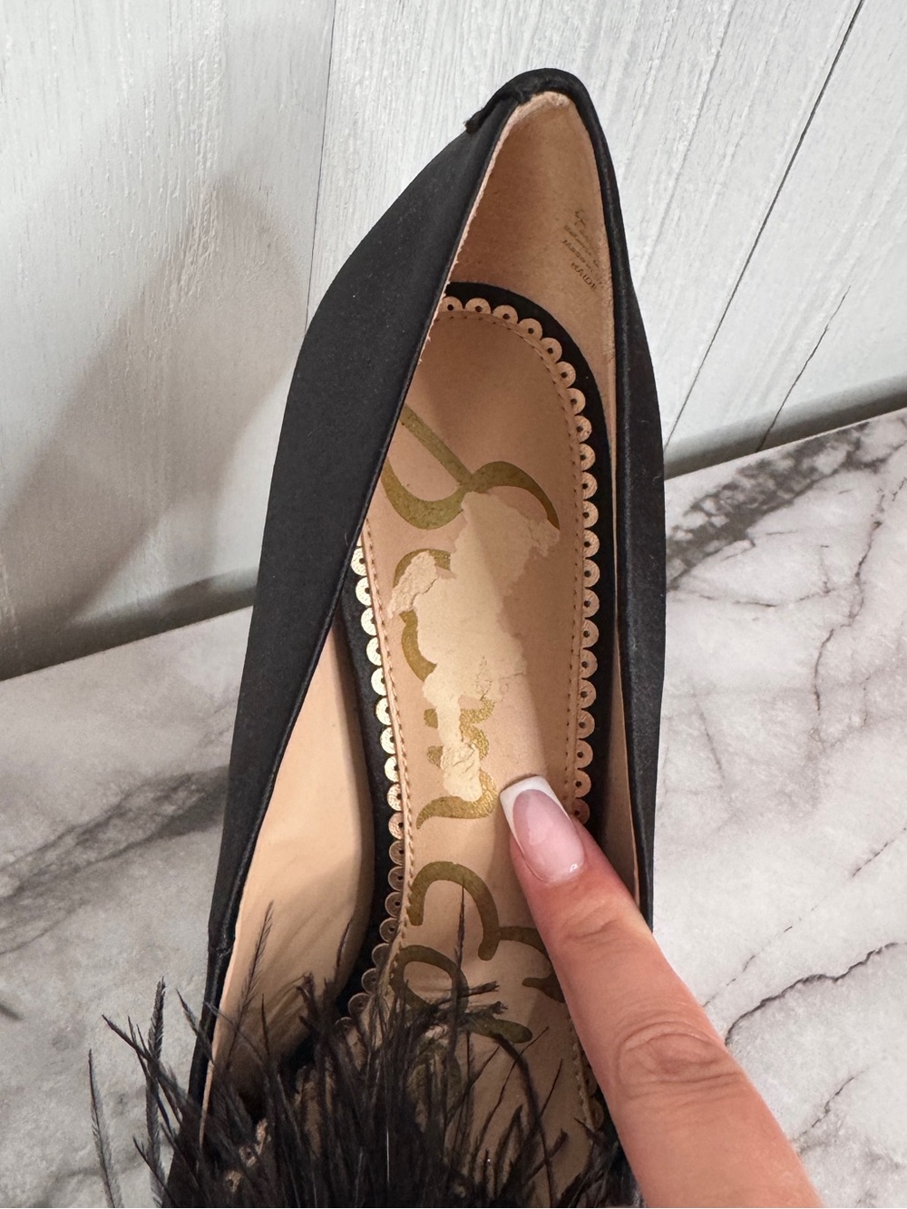 Sam Edelman Black Satin Pom-Pom Stiletto Pumps - Picture 4 of 10